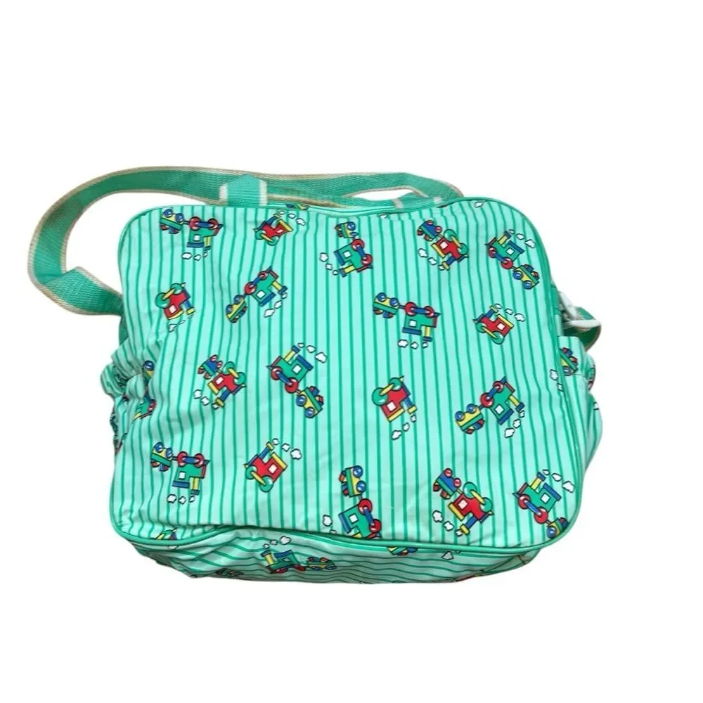Rare Vintage Cutie‎ Pie Green Pinstripe Choo Choo Mini Diaper Bag